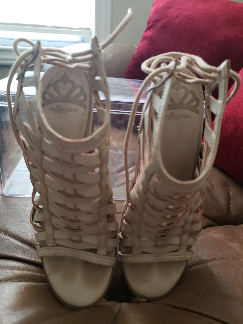 Beige Lace-Up Woven Gladiator Heels - Women's Sandals - Picture 2 of 9